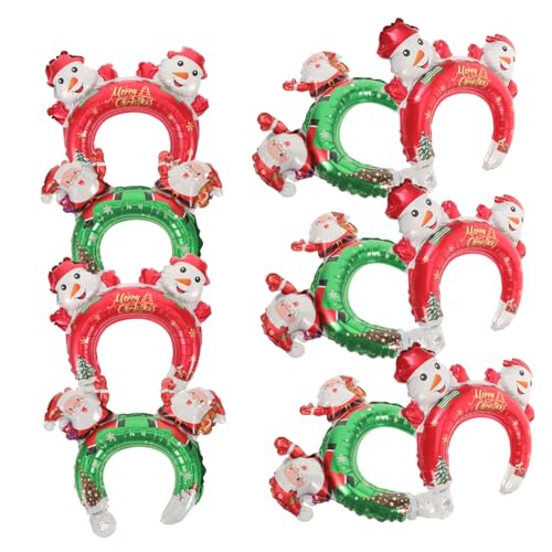 OUNONA 20 Stück Teiliges Aufblasbares Stirnband aus Aluminiumfolie Weihnachts Haarreifen mit Weihnachtsmann und Schneemann Motiven Langlebig Leicht als Party Deko und Foto Requisite von OUNONA