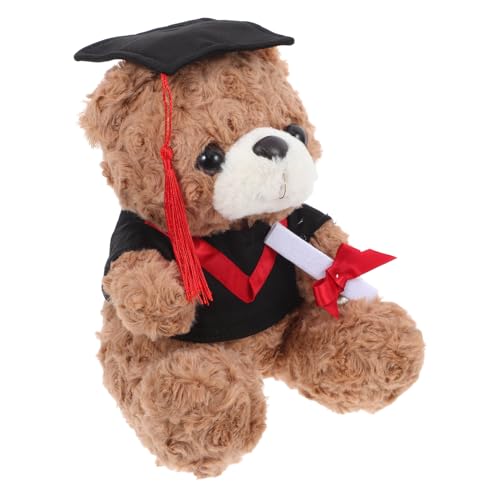OUNONA 2025 Abschlussbär Puppe Abschlusszubehör Souvenir Gefüllter Abschlussbär Feier Blumenbär Dekoration Charm Tier Partygeschenk Party Andenken Arrangement Plüsch Rot von OUNONA