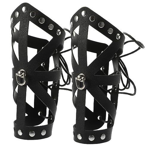 OUNONA 2 Stück Punk Armschützer Kunstleder Cosplay Armbinden für Halloween Kostüme Atmungsaktiv und für Männer und Frauen Rockkostüme Zubehör von OUNONA