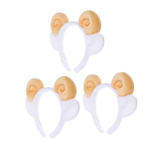 OUNONA 3 STÜCKE Plüsch Ziegenhörner Stirnband Kuschelig Weiches Tierohren Haarreif für Erwachsene Cosplay Party Halloween Geburtstagsfeier Vielseitiges Haarband von OUNONA
