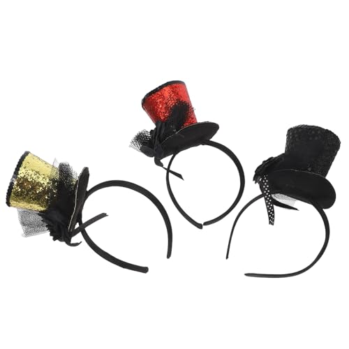 OUNONA 3 Stück Mini-Zylinder-Haarband mit Pailletten und Schleier, Rot, Gold und Schwarz – Halloween-Fascinator, Zirkuskostüm, Kopfbedeckung, Accessoire für Frauen und Mädchen, Weihnachten, OUNONA 3 Stück Mini-Zylinder-Haarband mit Pailletten und Schleier, Rot, Gold und Schwarz – Halloween-Fascinator, Zirkuskostüm, Kopfbedeckung, Accessoire für Frauen und Mädchen, Weihnachten, von OUNONA