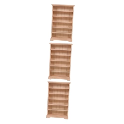 OUNONA 3 Stück Miniatur-Bücherregal für Puppenhaus Puppenhaus-Miniatur-Bücherregal Mini-Bücherregal- puppenhaus für Minischrank für Birkensperrholz Beige von OUNONA