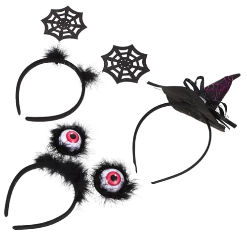 OUNONA 3 Stück Teiliges Halloween Haarreif Hexenhut und Spinnennetz Design Leichtes Langlebiges Kunststoffmaterial Atmungsaktiv und Bequem für Party Cosplay und Kinderfestlichkeiten von OUNONA