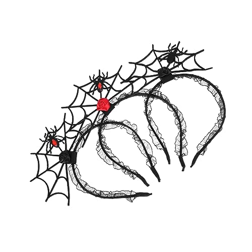 OUNONA 3 Stück Teiliges Halloween Haarschmuck Hübsche Haarreifen mit Spinnennetz Design für Kostüm und Party für Halloween Feiern und Fotosessions von OUNONA