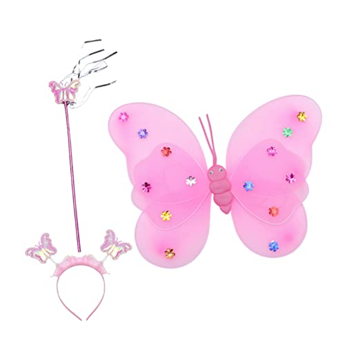 OUNONA 3 Stück Teiliges Set Schmetterlingsflügel mit Haarreif und Zauberstab Niedliche Cosplay Kostüme für Mädchen für Partys und Rollenspiele von OUNONA
