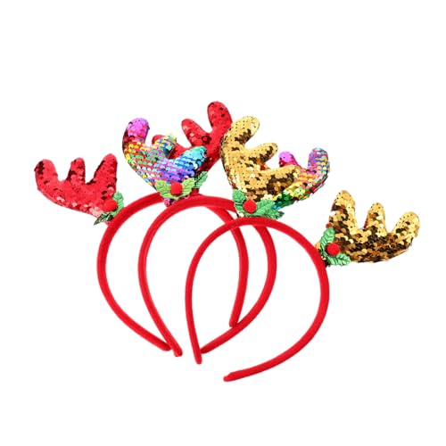 OUNONA 3 Stück Teiliges Weihnachts Haarreif mit Glitzernden Rentier Geweihen Weihnachtlicher Party Haarreifen für Damen und Langlebig Komfortabel und Festlich Gestaltet von OUNONA