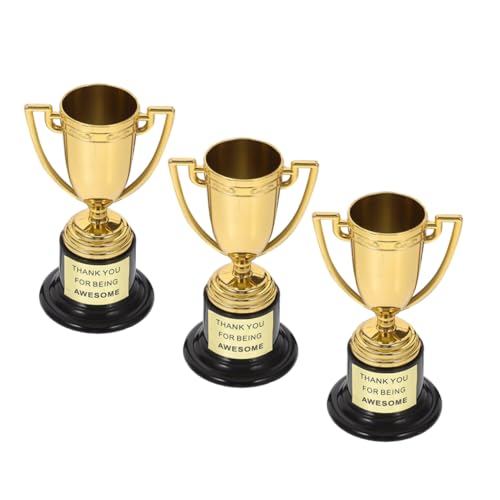 OUNONA 3 Stück kleine Trophäe partygeschenke Golf-Trophäen Preise für Golfturniere Teilnahme Trophäe Zappelspielzeug Masse Trophäen vergeben Mini-Medaillen Plastik Golden Wiederverwendbar von OUNONA