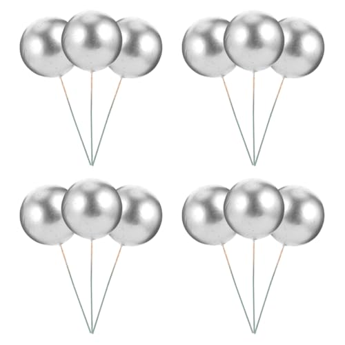 OUNONA 36 Stück Kuchen Dekoration Schaumkugeln Tortenstecker Cupcake Picks Silber Ornamente für Geburtstagsfeiern Hochzeiten und Jubiläumsfeiern von OUNONA