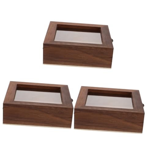 OUNONA 3st Muster Vitrine Uhrenboxen Shadowbox Vitrine Ausstellungsstand Vitrine Mit Rahmen Aus Jersey Wand Vitrine Modell Vitrine Etui Insektenvitrine Fall Light Brown Acryl von OUNONA