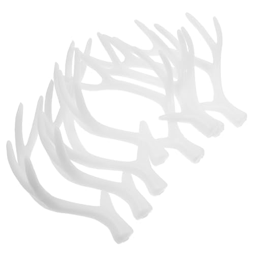 OUNONA 4 Paar Kunststoff Hirschgeweih Stirnband DIY Rentiergeweih Kopfschmuck Weiß Weihnachtskopfstück Fasching Cosplay Zubehör für Kreative Kostüme und Festliche Dekoration von OUNONA
