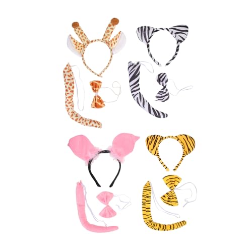 OUNONA 4 Sätze Tierkostüm accessoires mit Tiger Giraffe Schwein Zebra Ohren und Schleife Leichtes Cosplay Zubehör für Karneval Halloween Party und Bühnenauftritte OUNONA 4 Sätze Tierkostüm accessoires mit Tiger Giraffe Schwein Zebra Ohren und Schleife Leichtes Cosplay Zubehör für Karneval Halloween Party und Bühnenauftritte von OUNONA