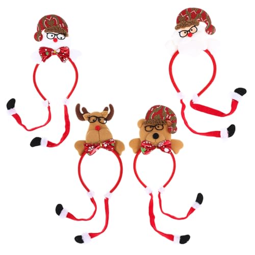OUNONA 4 Stck. Weihnachtliche Haarschmuck Hirschgeweih Schneemann Bär und Weihnachtsmann Stirnbändern Festliche Haaraccessoires für Damen und Mädchen für Weihnachtsfeiern und von OUNONA