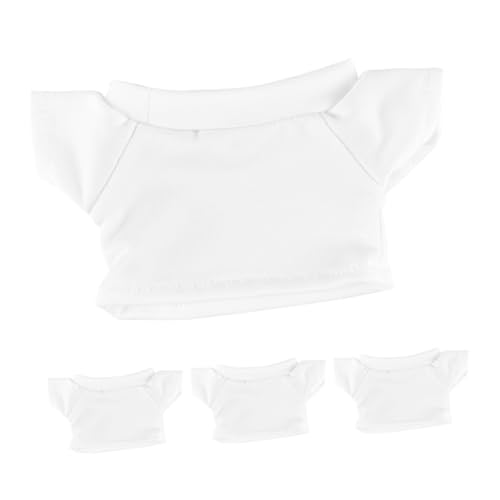 OUNONA 4 Stück Bärt-Shirt winzige Kleidung für ausgestopfte Tiere Kleidung für Stofftiere Stofftierkleidung Plüschtierkleidung Bärenshirt Baumwolle Weiß von OUNONA