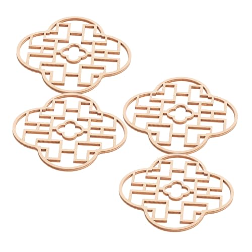 OUNONA 4 Stück Chinesisches Fenstermodellmaterial Möbel Verzierungen Für Das Handwerk Miniaturtür Handwerkliche Verzierungen Zubehör Für Puppenhäuser Hölzern Beige von OUNONA