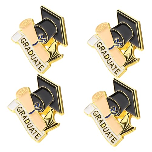 OUNONA 4 Stück Graduierungsbrosche Cap Lapel School Abschlusskappenstifte Abschlussdekoration College -abschlussfrauen Abschluss Ihr Graduationsparty Gefälligkeiten Black Legierung von OUNONA