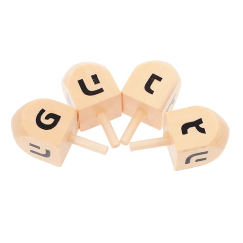 OUNONA 4 Stück Hölzerner Kreisel Dreidel Party Handwerk Spitze Drinnen Kind Spiel Form Bausatz Längster Kreisel Kreiselmalerei Aus Holz Chanukka-gastgeschenke Lotusbaum von OUNONA