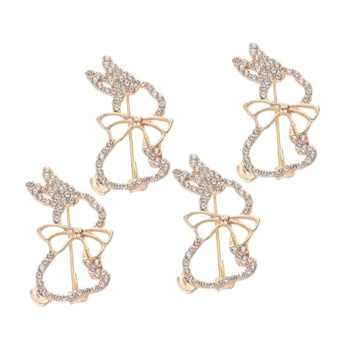 OUNONA 4 Stück Kaninchen Brosche Süßer Weißer Hasennadel Broschennadeln Für Ansteckbroschen Für Damen Kaninchen Niedliche Kleidungsbrosche Broschen Für Frauen Golden Legierung von OUNONA
