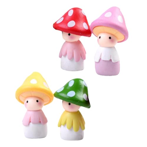 OUNONA 4 Stück Miniatur Pilzfiguren aus PVC Bunte Feengarten Ornamente Detailreiche Mini Pilz Bonsai Deko für Puppenhaus Wohn und Gartendekoration Langlebig und Kindgerecht Gestaltet von OUNONA