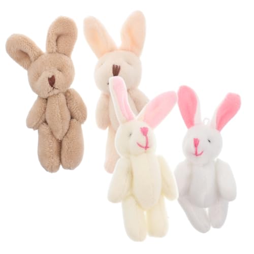 OUNONA 4 Stück Plüschtier Puppe DIY-hasenmaterial Bastelprojekte Für Erwachsene Hase Selber Machen Anhängerdekor Ornament Flauschiges Häschen Ostern Winzig Kaninchen Sachen Kurzer Plüsch von OUNONA