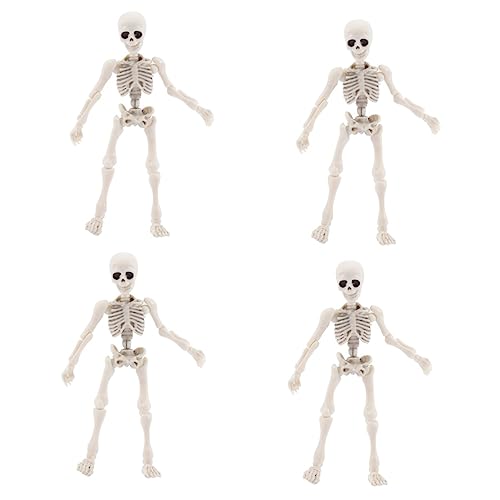 OUNONA 4 Stück Skelett Mann Modell Skelett-Requisiten tot Kostüm Körper halloween dekoration halloween-dekoration Kunststoff-Skelett-Dekoration Halloween-Deko-Stütze Plastik Weiß von OUNONA