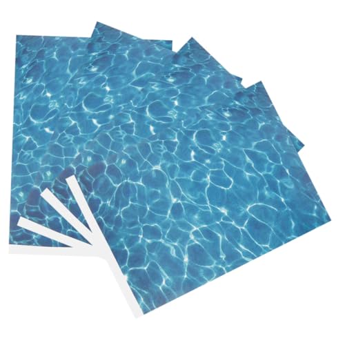 OUNONA 4 Stück Teiliges Realistische Wasserstruktur Papier mit Selbstklebender Rückseite für DIY Miniatur Outdoor Modelle Flexible Zuschnitte für Garten Diorama Puppenhaus und von OUNONA