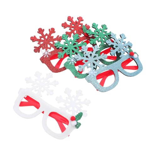 OUNONA 4 Stück Teiliges Schneeflocken Brillengestell mit Glitzer Weihnachts Party Brille Festliche Xmas Party Deko Kreative Fotorequisite Bunte Weihnachtskostüm Accessoires für von OUNONA