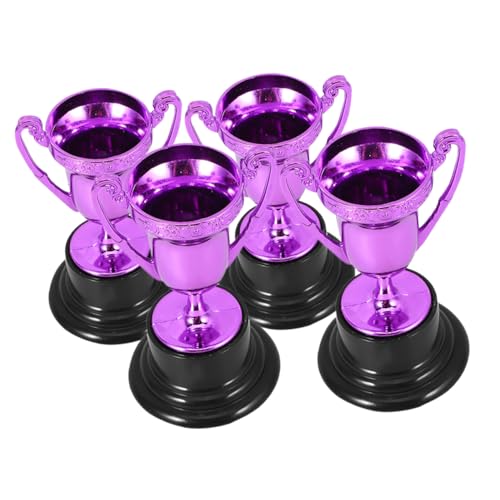 OUNONA 4 Stück Trophäendekoration Trophäen Vergeben Mini-trophäen Sporttrophäen Pokale Für Sieger Mini -trophäe Kleiner Trophäenbecher Aus Kunststoff Kleine Trophäe Plastik Violett von OUNONA