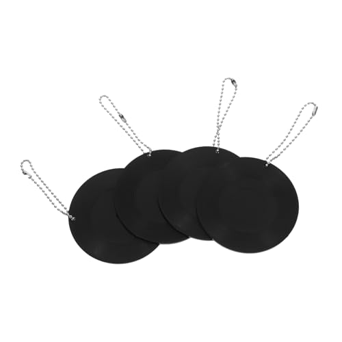 OUNONA 4 Stück Vinyl-schallplatten-schlüsselanhänger Ein Musik-schlüsselanhänger Mini-scrapbook-schlüsselanhänger Silikonperlen-schlüsselanhänger-set Vage Tassenwender-kit Black Abs von OUNONA