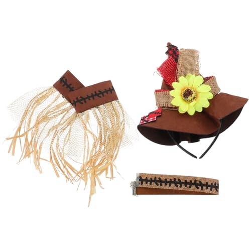 OUNONA 4-teiliges Halloween-Kostümzubehör, Strohhut, Armband, Halskette, Cosplay-Schmuck für Erwachsene, Karnevals-Party-Accessoires von OUNONA