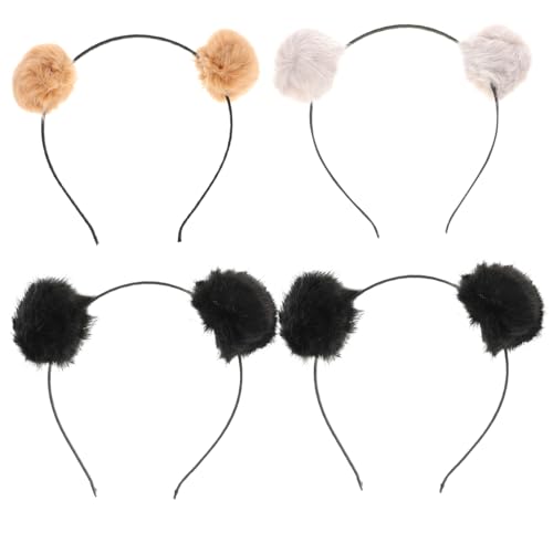 OUNONA 4Stücke Fuzzy Ball Haarreif Süße Kopfbedeckung für Partys und Cosplay Gemischte Styles für Geburtstagsfeiern und Weihnachten von OUNONA