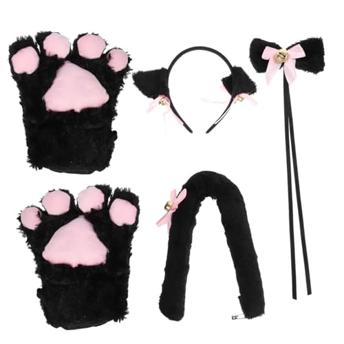 OUNONA 5 Stück Kawaii Katzenkostüm Set Teiliges Cosplay Zubehör mit Plüschigen Katzenpfoten Handschuhen Schwarzem Haarreif und Fliege für Halloween und Karneval OUNONA 5 Stück Kawaii Katzenkostüm Set Teiliges Cosplay Zubehör mit Plüschigen Katzenpfoten Handschuhen Schwarzem Haarreif und Fliege für Halloween und Karneval von OUNONA