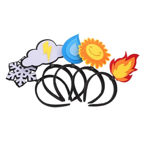 OUNONA 5 Stück Teiliges Lustige Filz Haarbänder mit Flammen Sonne Wolke und Schneeflocke Weiche Party Accessoires für Geburtstag und Kreative Kostüme von OUNONA