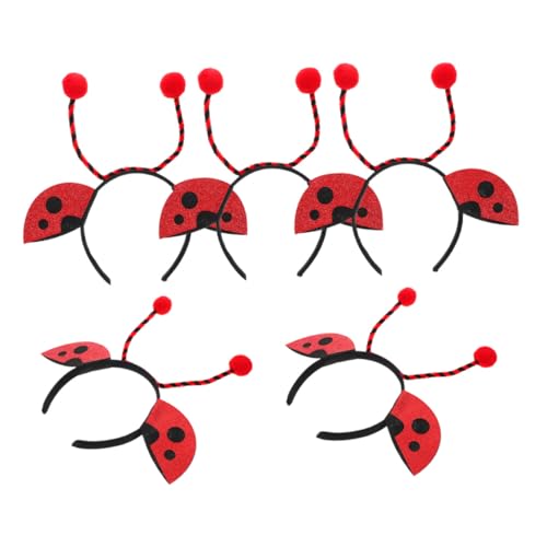OUNONA 5 Stück Teiliges Marienkäfer Haarreif für Mädchen Weiche Plüsch-antennen Detaillierte Insekten-accessoires Bequemes Stirnband für Party Festival Karneval und Kostümierung von OUNONA