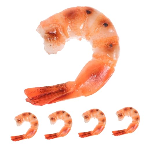 OUNONA 5 Stück Teiliges Realistische Garnelenmodelle Lebensechte Künstliche Garnelenfiguren Nachhaltige Fake Food Deko für Küche Markt Restaurant Party und Schaufenster von OUNONA
