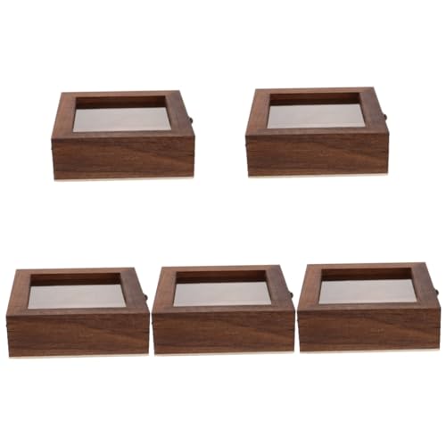 OUNONA 5St Muster Vitrine Etui Insektenvitrine Shadowbox Vitrine Fall Vintage Holzbox Schaukasten für Insekten für getrocknete Blumen Schattenboxen Acryl Light Brown von OUNONA