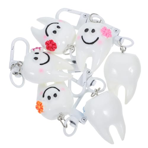 OUNONA 6 Stück Kleiner -schlüsselanhänger Schlüsselanhänger in Zahnform Mini Fan-shop Pop Süße Verzierung Charme Gadgets Ring Neon Willkürlich Süßigkeiten Zahnen von OUNONA