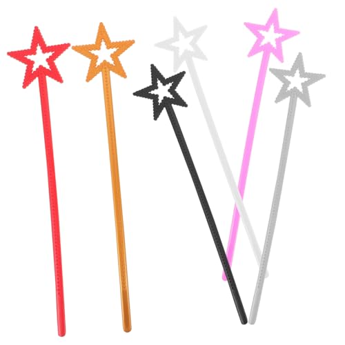 OUNONA 6 Stück Sternenstab Fee Party Für Prinzessin Geburtstagsdekorationen Kostüm Zauberstab Aus Holz Cosplay-gefälligkeiten-Stick Bühnen-Performance-zauberstab- Pp von OUNONA