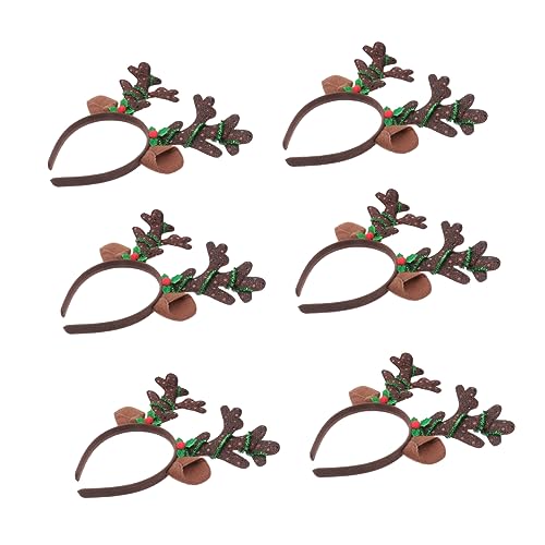 OUNONA 6 Stück Weihnachts Rentier Geweih Stirnbänder Lustige Kopfdekoration für Erwachsene für Weihnachtsfeiern Festlichkeiten und Partys Farben Zufällig Zufällige Farbe Zufällige Farbe von OUNONA