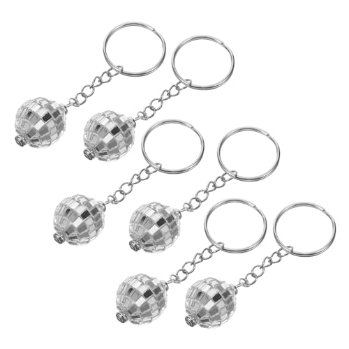 OUNONA 6Stücke Discokugel Schlüsselanhänger Jahre Retro Design für Taschen und Rucksäcke Dekorative Spiegelkugel Anhänger für Partys und Hängendes Ornament von OUNONA