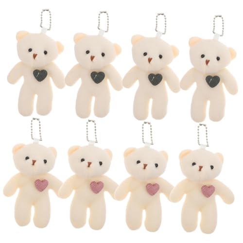 OUNONA 8 Stück Bären Schlüsselanhänger Kleine Bären Winziges Stofftier Zum Abschluss Kleines Bärenspielzeug Valentinstagsbär Ausgestopfte Mini Plüschtiere Mini Abschlusstier DIY von OUNONA