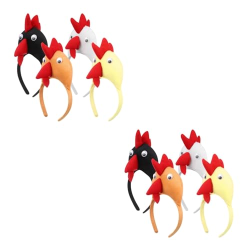OUNONA 8 Stück Huhn-Stirnband, Hahn-Kostüm, Junggesellinnenabschied, 3D-Stirnband, Party-Haardekoration, verschiedene Farben, PP-Baumwolle, 12 x 24 x 4 cm von OUNONA