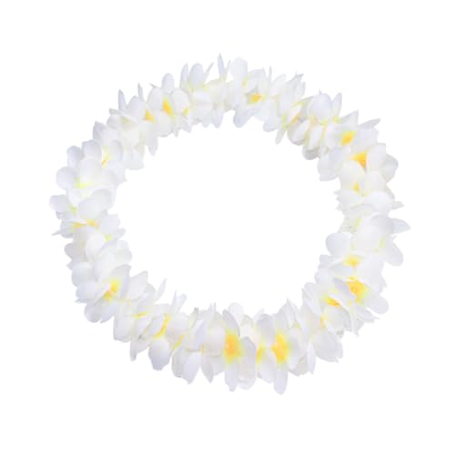 OUNONA 8 Stück Teiliges Hawaii Blumenkranz Set Weiß Dicke Hochdichte Blüten Girlande als Haarband Halskette und Armband für Tropische Partys Strandurlaub Hochzeiten Fotorequisiten von OUNONA
