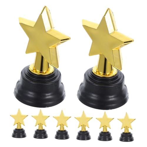 OUNONA 8 Stück Trophäe mit fünfzackigem Stern Basketball-Trophäen Mini -Trophäe Trophäenpreis kleine Trophäe Party mitgebsel Plastik -Trophäen für die Kinderparty Golden von OUNONA
