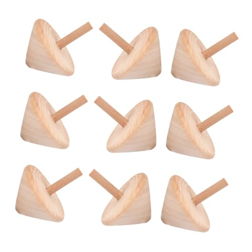 OUNONA 9 Stück Holzkreisel Holzkreisel Schreibtischspielzeug DIY Holzkreisel Holzkreisel Mini Kreisel Holzspielzeug Handheld Kreisel Holzhandwerk Lustiges Beige von OUNONA