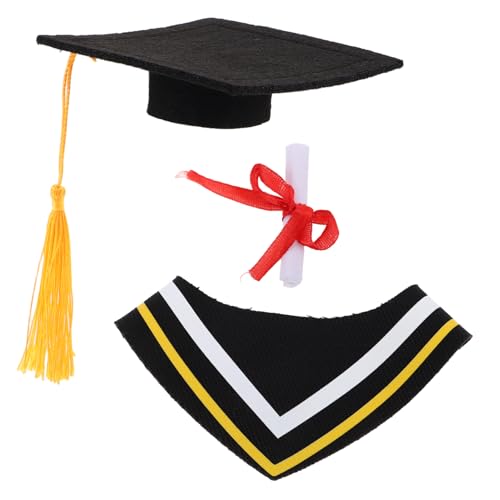OUNONA Abschlussbär-Outfit winziges Abschluss-Stofftier Abschluss Stofftier Puppenkleidung Mini-Plüsch-Abschluss-Stofftier Plüschbär-Tiermütze Grad-Hut- Papier Yellow von OUNONA