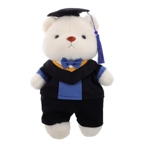 OUNONA Abschlusssaison Bärenpuppe Abschluss Bär Blume Abschluss Stofftier Abschluss Plüschtier Abschlussbär Bär der Abschlusssaison Graduierung mini Plüschtier PP Baumwolle Blau von OUNONA