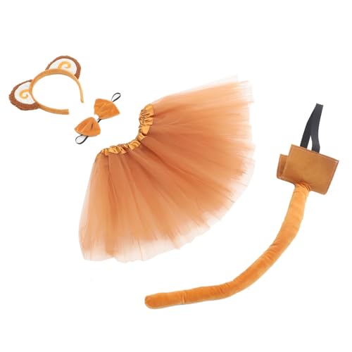 OUNONA Affenkostüm Weichem Velours mit Stirnband Tutu Rock und Schleife Niedliches Tier Kostüm für Karneval Halloween Mottoparty und Geburtstagsfeiern von OUNONA