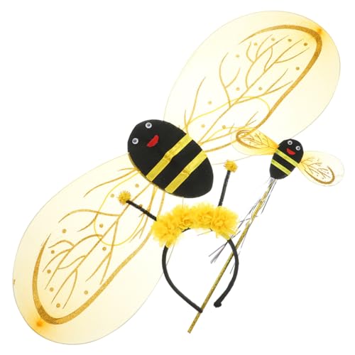 OUNONA Bienenflügel für Haarreif und Zauberstab Niedliches Bienenkostüm Zubehör für Fasching Karneval Cosplay Leichte Flügel und Buntes Stirnband für Mädchen Festliche Verkleidung von OUNONA