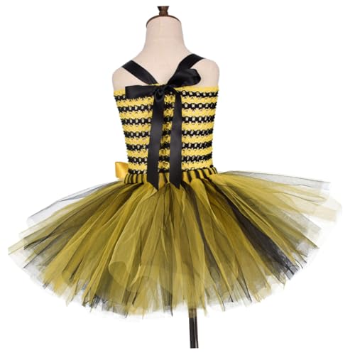 OUNONA Bienenkostüm Mädchen Jahre Gauze Tüll Rock mit Flügel Haarreif Bienen Cosplay Kleid für Fasching Party Aufführung von OUNONA