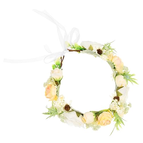 OUNONA Blumenkranz Mädchen Haarreif mit Verstellbarem Band Künstlicher Floraler Kopfschmuck für Hochzeit Geburtstag Fotografie und Party Eleganter Haarschmuck für Festlichkeiten von OUNONA